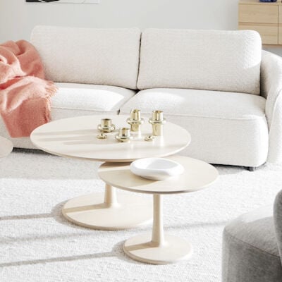 Rowico Home Hobart pyöreä sohvapöytä Ø90 cm valkolakattu tammi